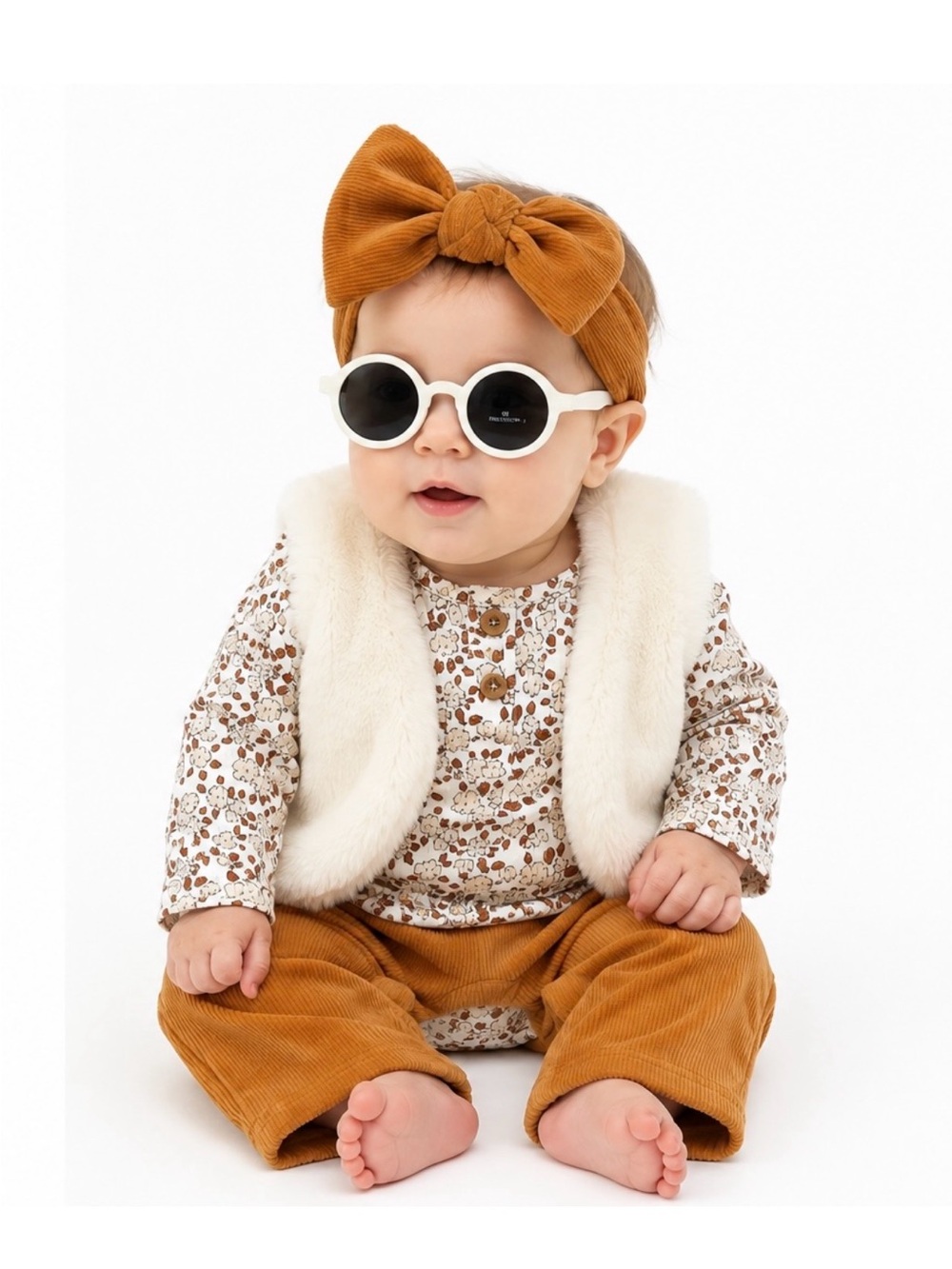 NEW - Rachel Zoe Baby Girl 5-Piece Set Vest, Bodysuit, Pants, Headband & Sunnies